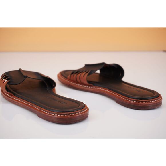 Ulla Johnson Ameya Black Brown Twisted Leather Slide Sandal 37 New Flat $420 - Picture 9 of 12